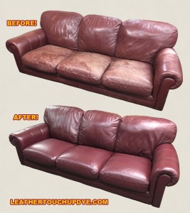 The before and after photos of this very couch after the whole couch was completed! All done with our products!